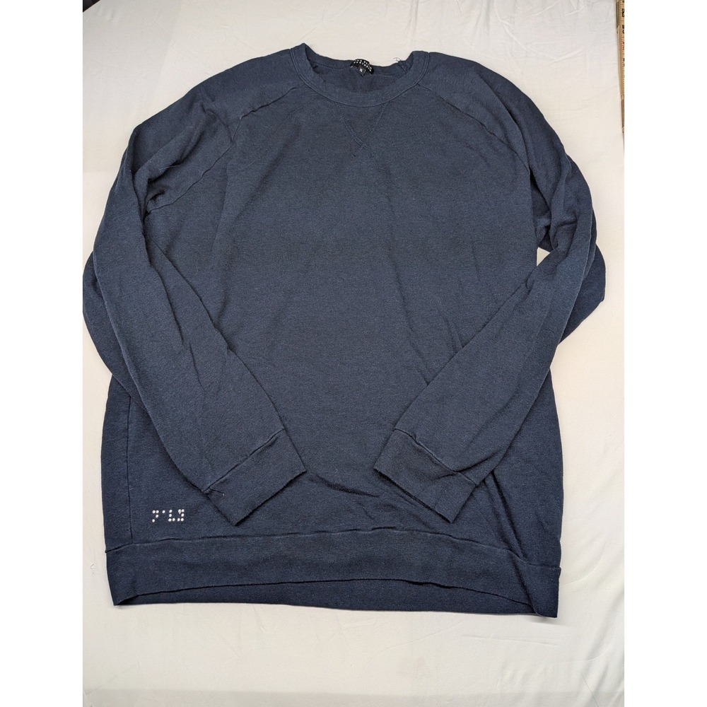 Two Blind Brothers Mens XL Navy Blue Raglan Sleeve Braille French Terry Sweater